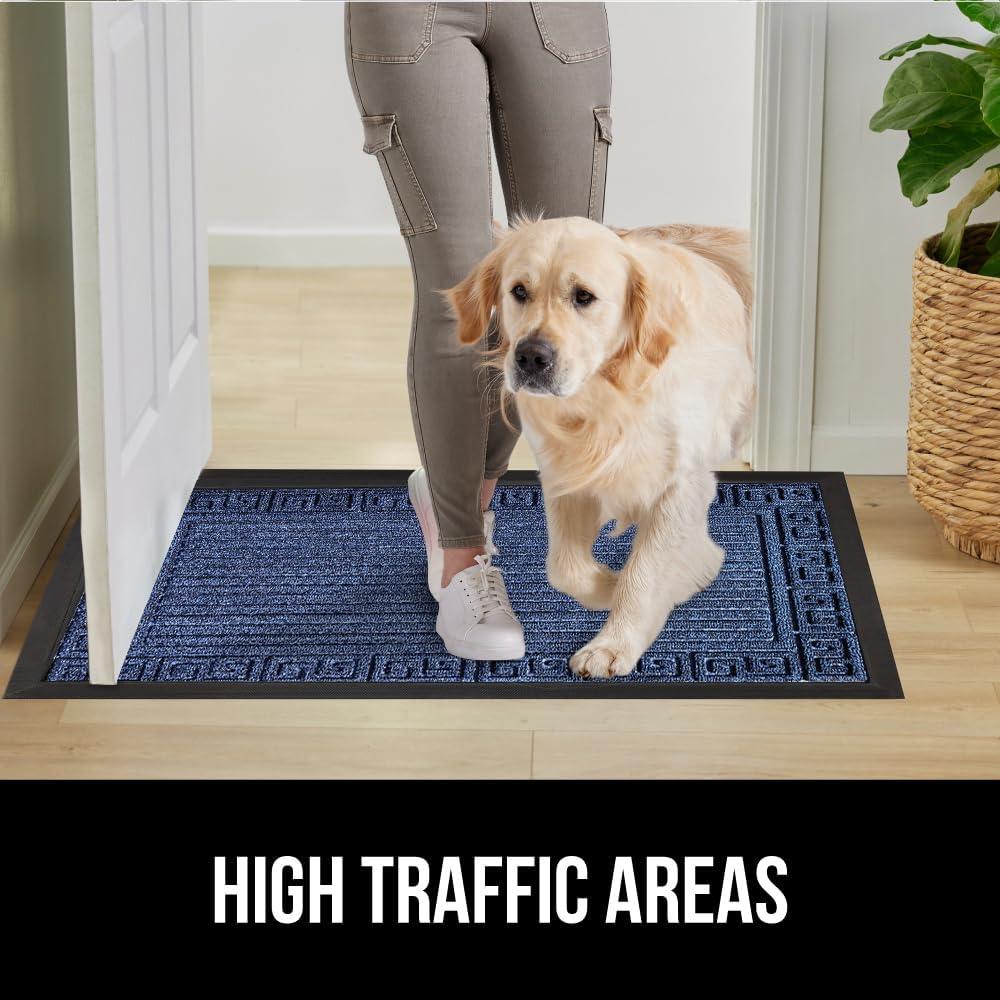 image:imageGORILLA GRIP 100 Waterproof AllSeason WeatherMax Doormat US Designed Natural Rubber Stain and Fade Resistant Low Profile Indoor Outdoor Door Mats Easy Clean Patio Mat 17x29 Latte QuatrefoilNavy Greek Keys