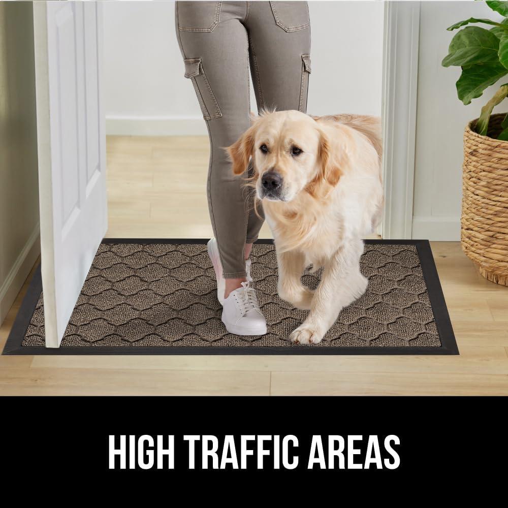 image:imageGORILLA GRIP 100 Waterproof AllSeason WeatherMax Doormat US Designed Natural Rubber Stain and Fade Resistant Low Profile Indoor Outdoor Door Mats Easy Clean Patio Mat 17x29 Latte QuatrefoilLatte Quatrefoil