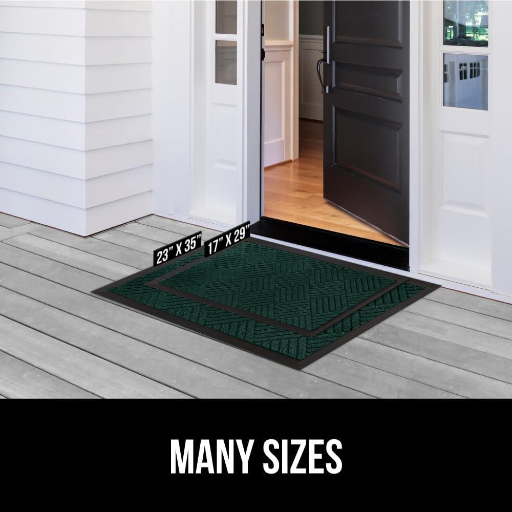 image:imageGORILLA GRIP 100 Waterproof AllSeason WeatherMax Doormat US Designed Natural Rubber Stain and Fade Resistant Low Profile Indoor Outdoor Door Mats Easy Clean Patio Mat 17x29 Latte QuatrefoilGreen Diamond