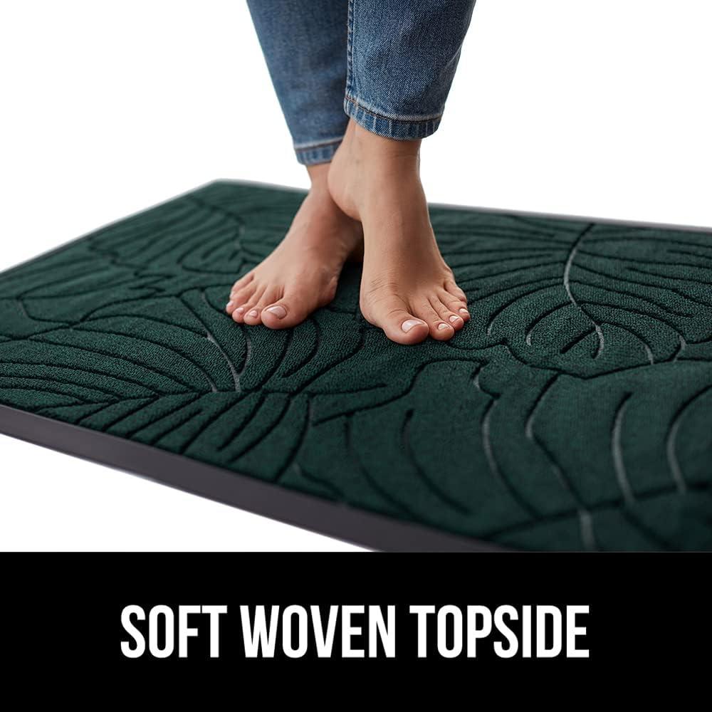 image:imageGORILLA GRIP 100 Waterproof AllSeason WeatherMax Doormat US Designed Natural Rubber Stain and Fade Resistant Low Profile Indoor Outdoor Door Mats Easy Clean Patio Mat 17x29 Latte QuatrefoilGreen Palm