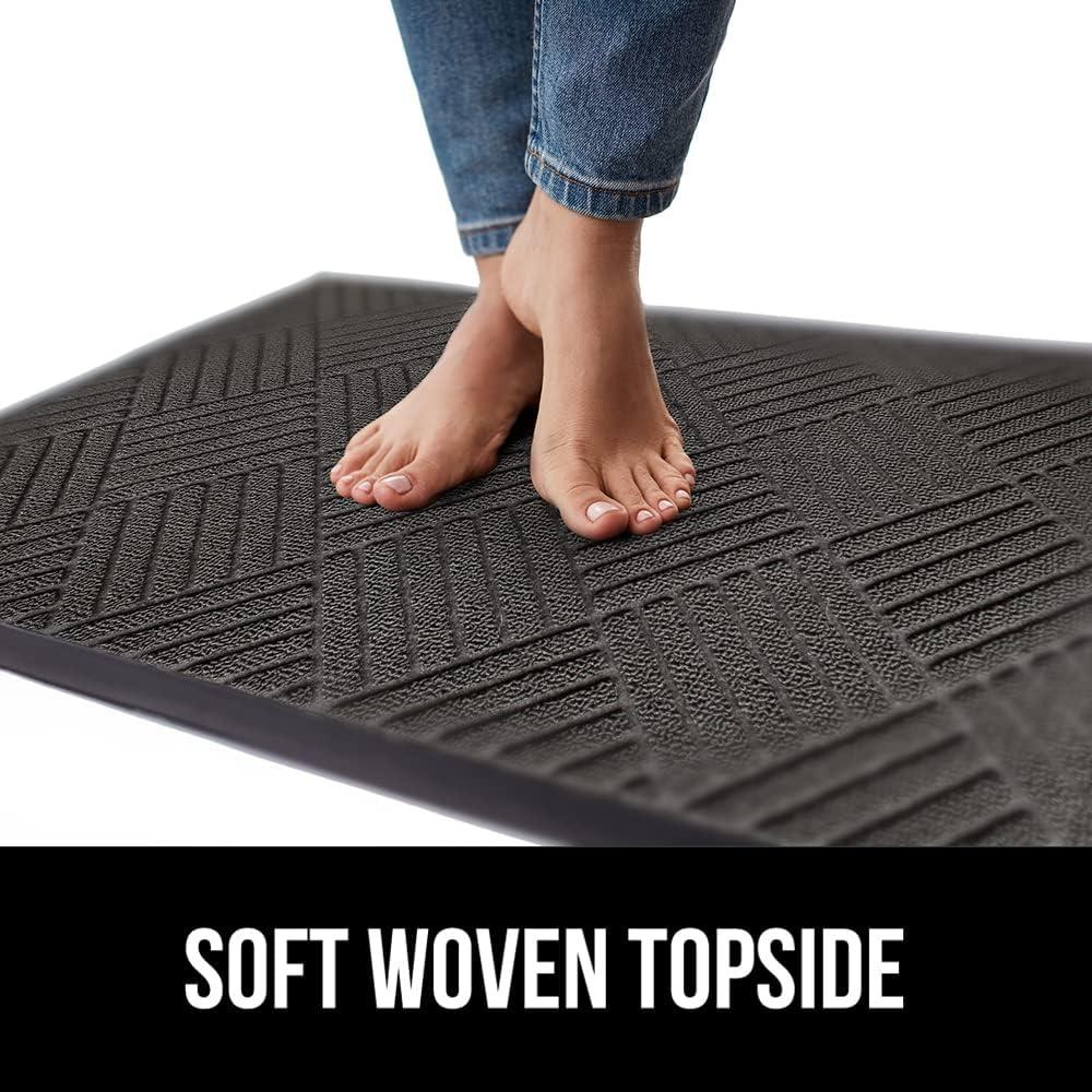 image:imageGORILLA GRIP 100 Waterproof AllSeason WeatherMax Doormat US Designed Natural Rubber Stain and Fade Resistant Low Profile Indoor Outdoor Door Mats Easy Clean Patio Mat 17x29 Latte QuatrefoilGray Diamond