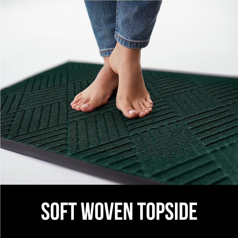 image:imageGORILLA GRIP 100 Waterproof AllSeason WeatherMax Doormat US Designed Natural Rubber Stain and Fade Resistant Low Profile Indoor Outdoor Door Mats Easy Clean Patio Mat 17x29 Latte QuatrefoilGreen Diamond