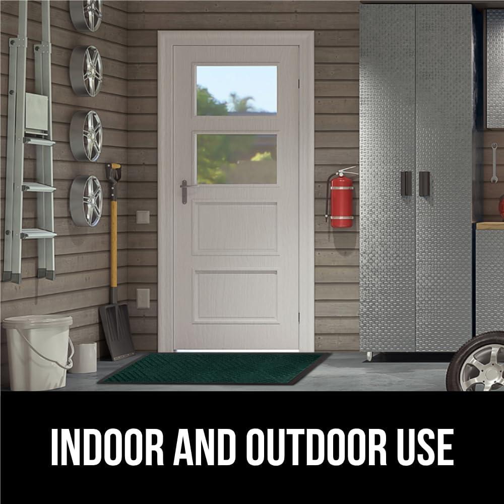 image:imageGORILLA GRIP 100 Waterproof AllSeason WeatherMax Doormat US Designed Natural Rubber Stain and Fade Resistant Low Profile Indoor Outdoor Door Mats Easy Clean Patio Mat 17x29 Latte QuatrefoilGreen Diamond