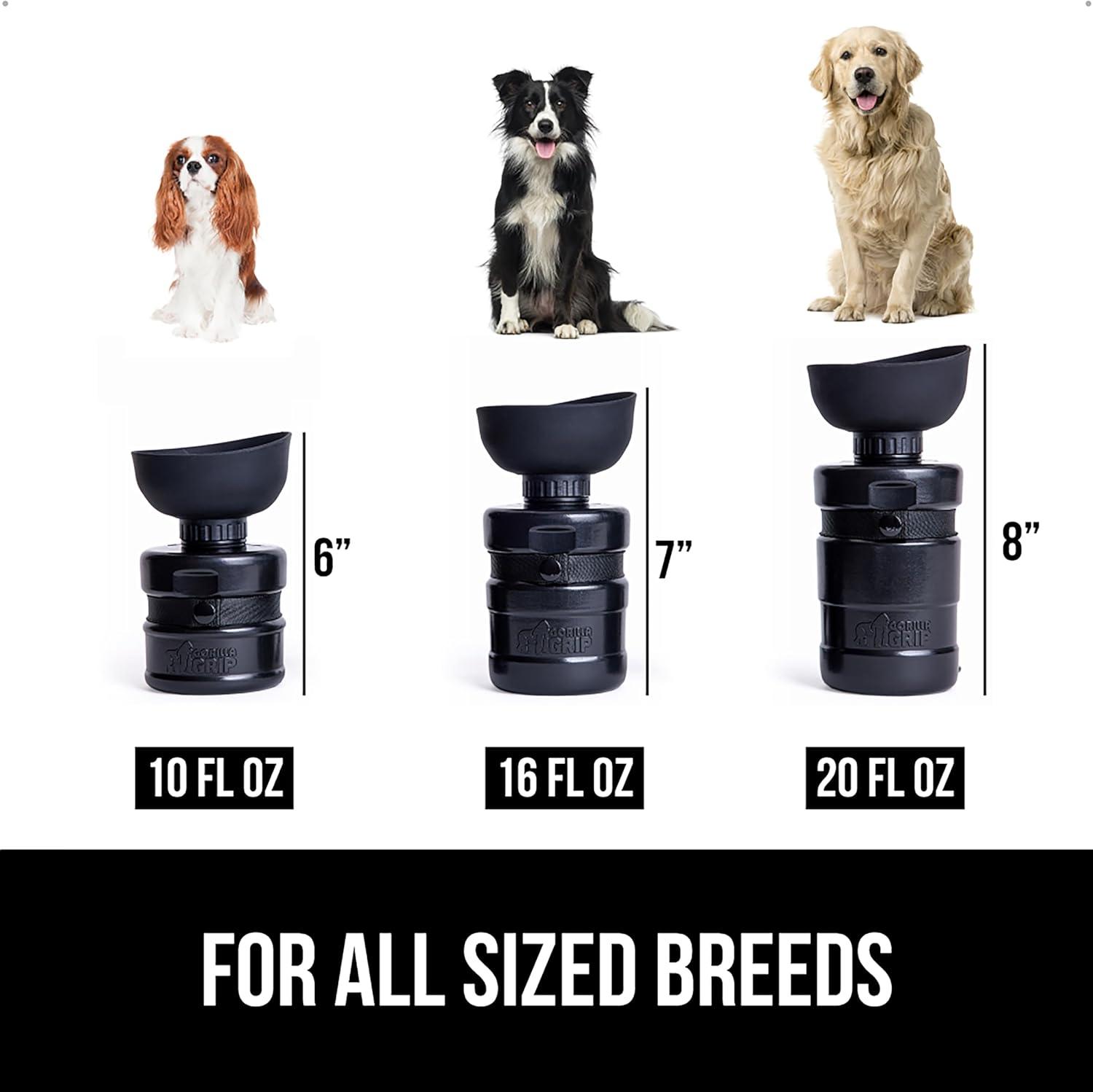 image:imageGORILLA GRIP Dog Water Bottle Portable Water Bowl Dispenser for Dogs 16 oz Leak Proof Pet Travel Squeeze Bottles Food Grade Silicone to Go Puppy Essentials Hiking Camping Trip Accessories Onyx
