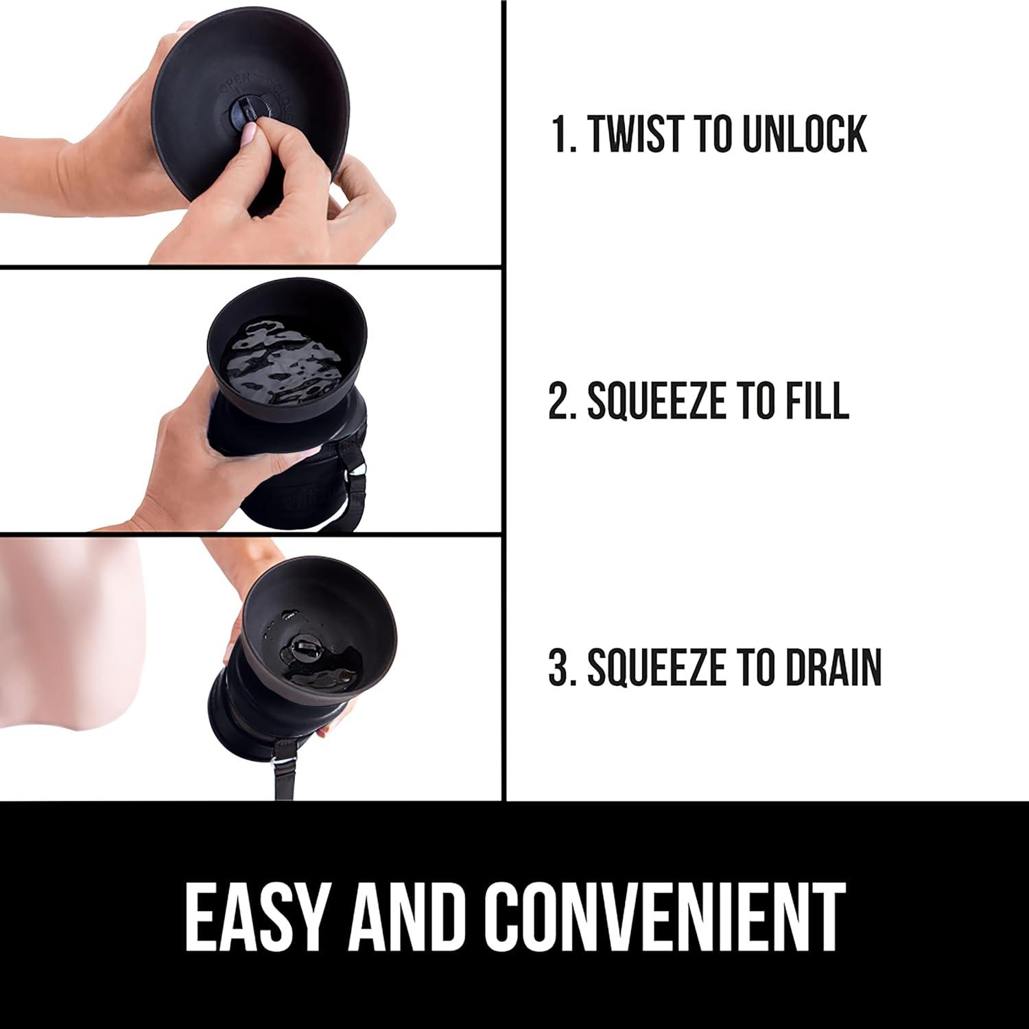 image:imageGORILLA GRIP Dog Water Bottle Portable Water Bowl Dispenser for Dogs 16 oz Leak Proof Pet Travel Squeeze Bottles Food Grade Silicone to Go Puppy Essentials Hiking Camping Trip Accessories Onyx