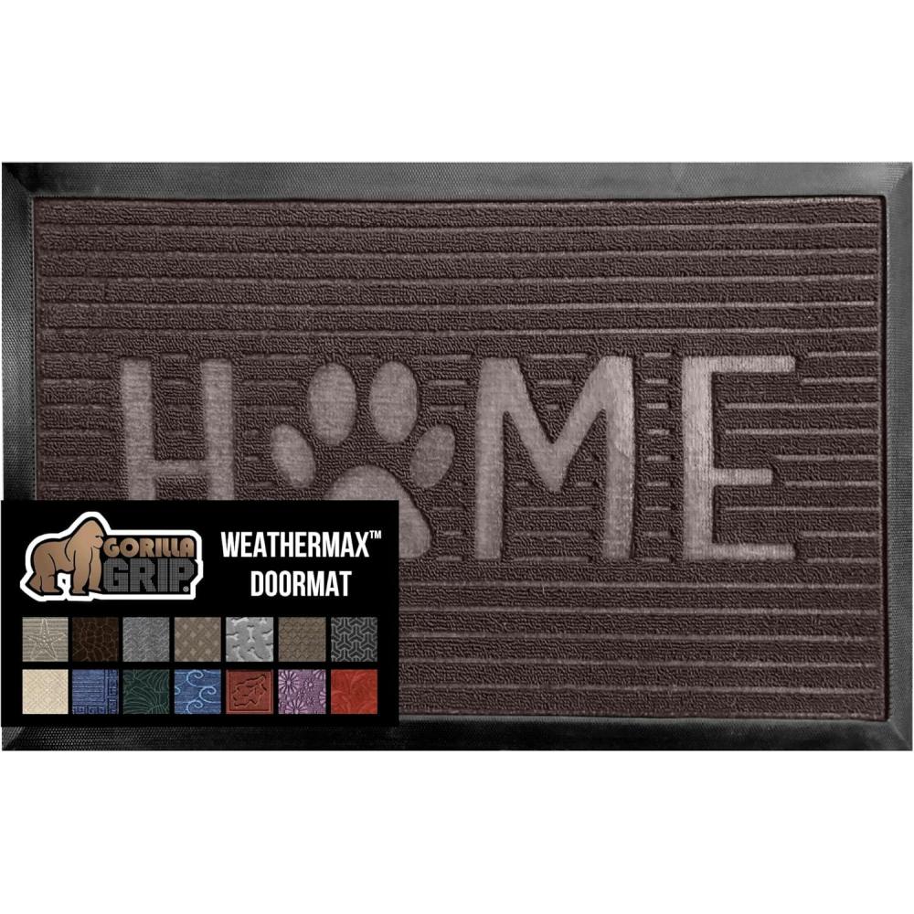 image:imageGORILLA GRIP 100 Waterproof AllSeason WeatherMax Doormat US Designed Natural Rubber Stain and Fade Resistant Low Profile Indoor Outdoor Door Mats Easy Clean Patio Mat 17x29 Latte QuatrefoilEspresso Home Paw