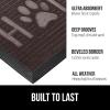 GORILLA GRIP 100% Waterproof All-Season WeatherMax Doormat US Designed Natural Rubber, Stain and Fade Resistant, Low Profile Indoor Outdoor Door Mats, Easy Clean Patio Mat, 17×29, Latte Quatrefoil(Espresso Home Paw)