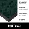 GORILLA GRIP 100% Waterproof All-Season WeatherMax Doormat US Designed Natural Rubber, Stain and Fade Resistant, Low Profile Indoor Outdoor Door Mats, Easy Clean Patio Mat, 17×29, Latte Quatrefoil(Green Diamond)