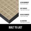 GORILLA GRIP 100% Waterproof All-Season WeatherMax Doormat US Designed Natural Rubber, Stain and Fade Resistant, Low Profile Indoor Outdoor Door Mats, Easy Clean Patio Mat, 17×29, Latte Quatrefoil(Taupe Grid)