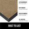 GORILLA GRIP 100% Waterproof All-Season WeatherMax Doormat US Designed Natural Rubber, Stain and Fade Resistant, Low Profile Indoor Outdoor Door Mats, Easy Clean Patio Mat, 17×29, Latte Quatrefoil(Beige Diamond)