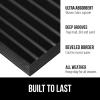GORILLA GRIP 100% Waterproof All-Season WeatherMax Doormat US Designed Natural Rubber, Stain and Fade Resistant, Low Profile Indoor Outdoor Door Mats, Easy Clean Patio Mat, 17×29, Latte Quatrefoil(Black Stripe)