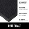 GORILLA GRIP 100% Waterproof All-Season WeatherMax Doormat US Designed Natural Rubber, Stain and Fade Resistant, Low Profile Indoor Outdoor Door Mats, Easy Clean Patio Mat, 17×29, Latte Quatrefoil(Midnight Maze)