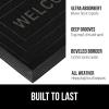 GORILLA GRIP 100% Waterproof All-Season WeatherMax Doormat US Designed Natural Rubber, Stain and Fade Resistant, Low Profile Indoor Outdoor Door Mats, Easy Clean Patio Mat, 17×29, Latte Quatrefoil(Black Welcome)