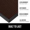 GORILLA GRIP 100% Waterproof All-Season WeatherMax Doormat US Designed Natural Rubber, Stain and Fade Resistant, Low Profile Indoor Outdoor Door Mats, Easy Clean Patio Mat, 17×29, Latte Quatrefoil(Coffee Squares)