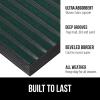 GORILLA GRIP 100% Waterproof All-Season WeatherMax Doormat US Designed Natural Rubber, Stain and Fade Resistant, Low Profile Indoor Outdoor Door Mats, Easy Clean Patio Mat, 17×29, Latte Quatrefoil(Green Stripe)