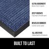 GORILLA GRIP 100% Waterproof All-Season WeatherMax Doormat US Designed Natural Rubber, Stain and Fade Resistant, Low Profile Indoor Outdoor Door Mats, Easy Clean Patio Mat, 17×29, Latte Quatrefoil(Navy Greek Keys)