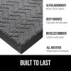 GORILLA GRIP 100% Waterproof All-Season WeatherMax Doormat US Designed Natural Rubber, Stain and Fade Resistant, Low Profile Indoor Outdoor Door Mats, Easy Clean Patio Mat, 17×29, Latte Quatrefoil(Steel Chevron)