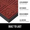GORILLA GRIP 100% Waterproof All-Season WeatherMax Doormat US Designed Natural Rubber, Stain and Fade Resistant, Low Profile Indoor Outdoor Door Mats, Easy Clean Patio Mat, 17×29, Latte Quatrefoil(Burgundy Leaves)