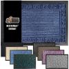 GORILLA GRIP 100% Waterproof All-Season WeatherMax Doormat US Designed Natural Rubber, Stain and Fade Resistant, Low Profile Indoor Outdoor Door Mats, Easy Clean Patio Mat, 17×29, Latte Quatrefoil(Navy Greek Keys)