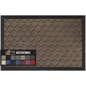 GORILLA GRIP 100% Waterproof All-Season WeatherMax Doormat US Designed Natural Rubber, Stain and Fade Resistant, Low Profile Indoor Outdoor Door Mats, Easy Clean Patio Mat, 17×29, Latte Quatrefoil(Latte Quatrefoil)