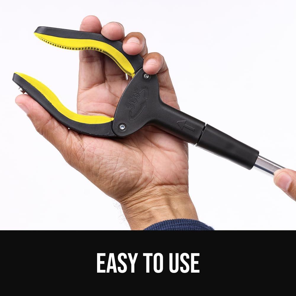 image:imageGORILLA GRIP Strong Rubber Lined Claw Grabber Ergonomic AntiSlip Reacher Tool for Seniors 360 Magnetic Rotating Head Reaching Pick Up Stick Foldable Trash Picker Handicap Gripper YellowYellow