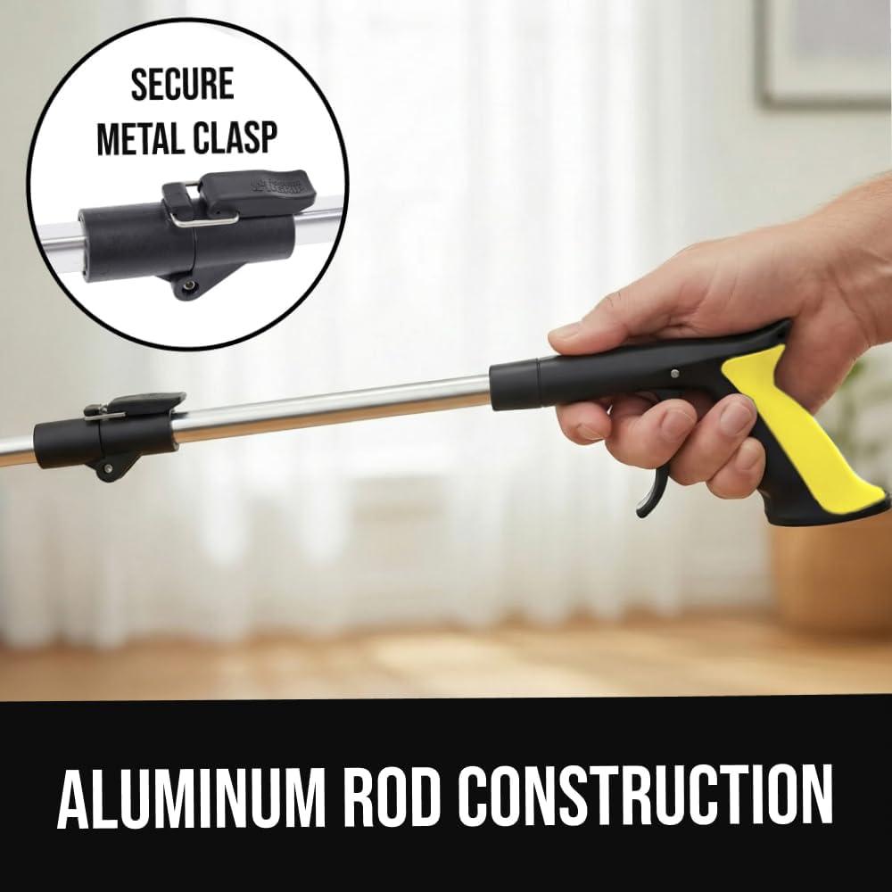 image:imageGORILLA GRIP Strong Rubber Lined Claw Grabber Ergonomic AntiSlip Reacher Tool for Seniors 360 Magnetic Rotating Head Reaching Pick Up Stick Foldable Trash Picker Handicap Gripper YellowYellow