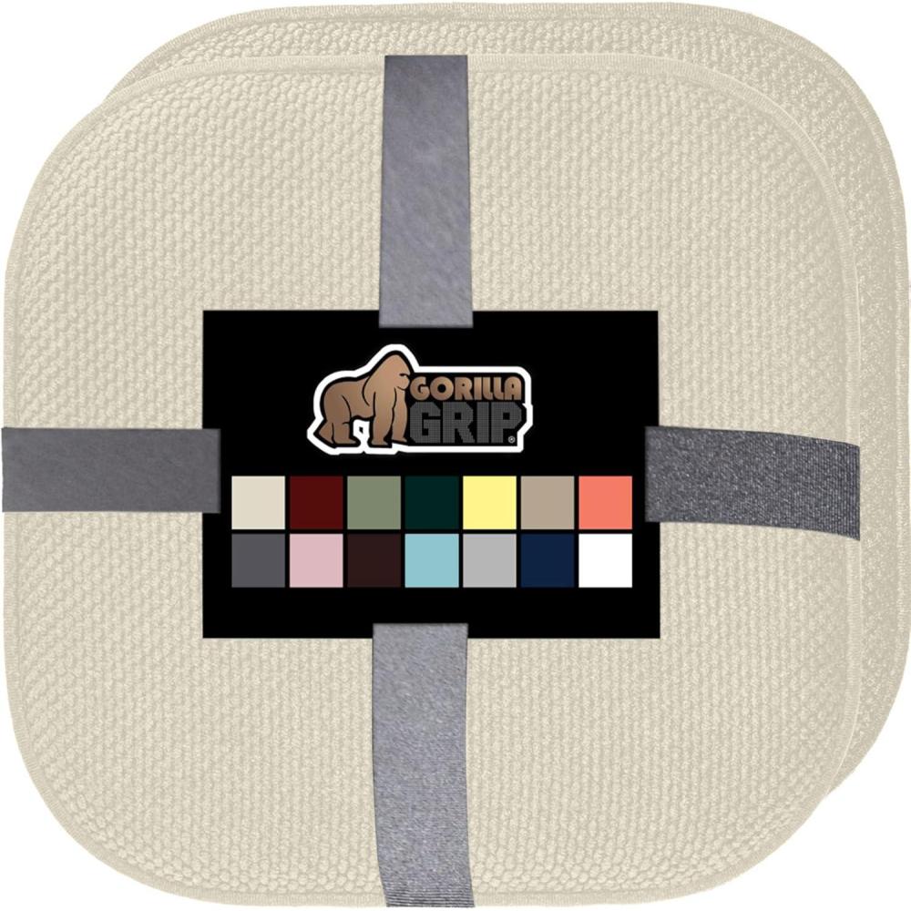 image:imageGORILLA GRIP Slip Resistant Chair Cushions No Ties Required Memory Foam Pads for Dining Room Kitchen Table Office Rocking Chairs Plush Seat Cover Cushion Pad Home Decor Set of 2 16x16 Lt GrayCream