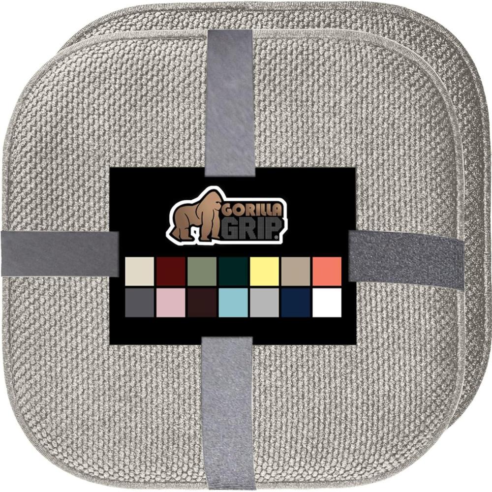 image:imageGORILLA GRIP Slip Resistant Chair Cushions No Ties Required Memory Foam Pads for Dining Room Kitchen Table Office Rocking Chairs Plush Seat Cover Cushion Pad Home Decor Set of 2 16x16 Lt GrayLight Gray