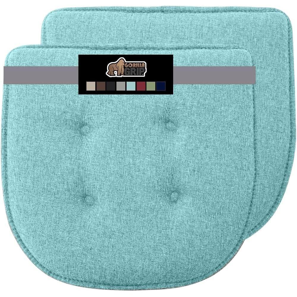 image:imageGORILLA GRIP Slip Resistant Chair Cushions No Ties Required Memory Foam Pads for Dining Room Kitchen Table Office Rocking Chairs Plush Seat Cover Cushion Pad Home Decor Set of 2 16x16 Lt GrayTufted Turquoise