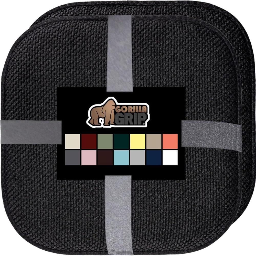 image:imageGORILLA GRIP Slip Resistant Chair Cushions No Ties Required Memory Foam Pads for Dining Room Kitchen Table Office Rocking Chairs Plush Seat Cover Cushion Pad Home Decor Set of 2 16x16 Lt GrayBlack