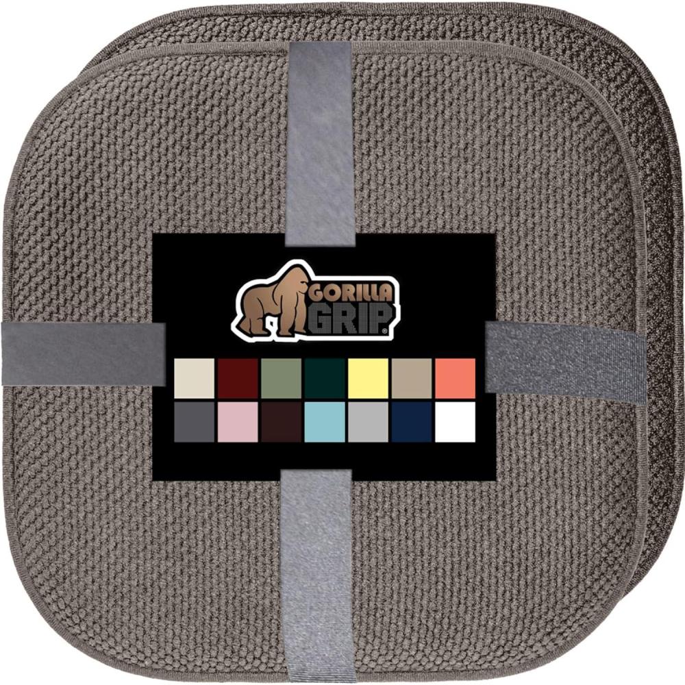 image:imageGORILLA GRIP Slip Resistant Chair Cushions No Ties Required Memory Foam Pads for Dining Room Kitchen Table Office Rocking Chairs Plush Seat Cover Cushion Pad Home Decor Set of 2 16x16 Lt GrayLatte
