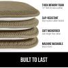 GORILLA GRIP Slip Resistant Chair Cushions, No Ties Required, Memory Foam Pads for Dining Room, Kitchen Table, Office, Rocking Chairs, Plush Seat Cover Cushion Pad, Home Decor, Set of 2 16×16, Lt Gray(Beige)