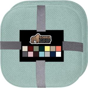 GORILLA GRIP Slip Resistant Chair Cushions, No Ties Required, Memory Foam Pads for Dining Room, Kitchen Table, Office, Rocking Chairs, Plush Seat Cover Cushion Pad, Home Decor, Set of 2 16×16, Lt Gray(Sea Blue)