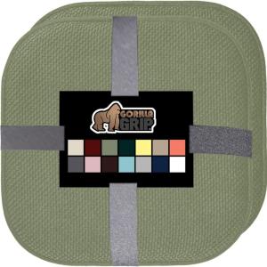 GORILLA GRIP Slip Resistant Chair Cushions, No Ties Required, Memory Foam Pads for Dining Room, Kitchen Table, Office, Rocking Chairs, Plush Seat Cover Cushion Pad, Home Decor, Set of 2 16×16, Lt Gray(Sage)