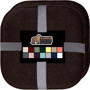 GORILLA GRIP Slip Resistant Chair Cushions, No Ties Required, Memory Foam Pads for Dining Room, Kitchen Table, Office, Rocking Chairs, Plush Seat Cover Cushion Pad, Home Decor, Set of 2 16×16, Lt Gray(Brown)