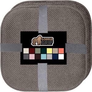 GORILLA GRIP Slip Resistant Chair Cushions, No Ties Required, Memory Foam Pads for Dining Room, Kitchen Table, Office, Rocking Chairs, Plush Seat Cover Cushion Pad, Home Decor, Set of 2 16×16, Lt Gray(Latte)