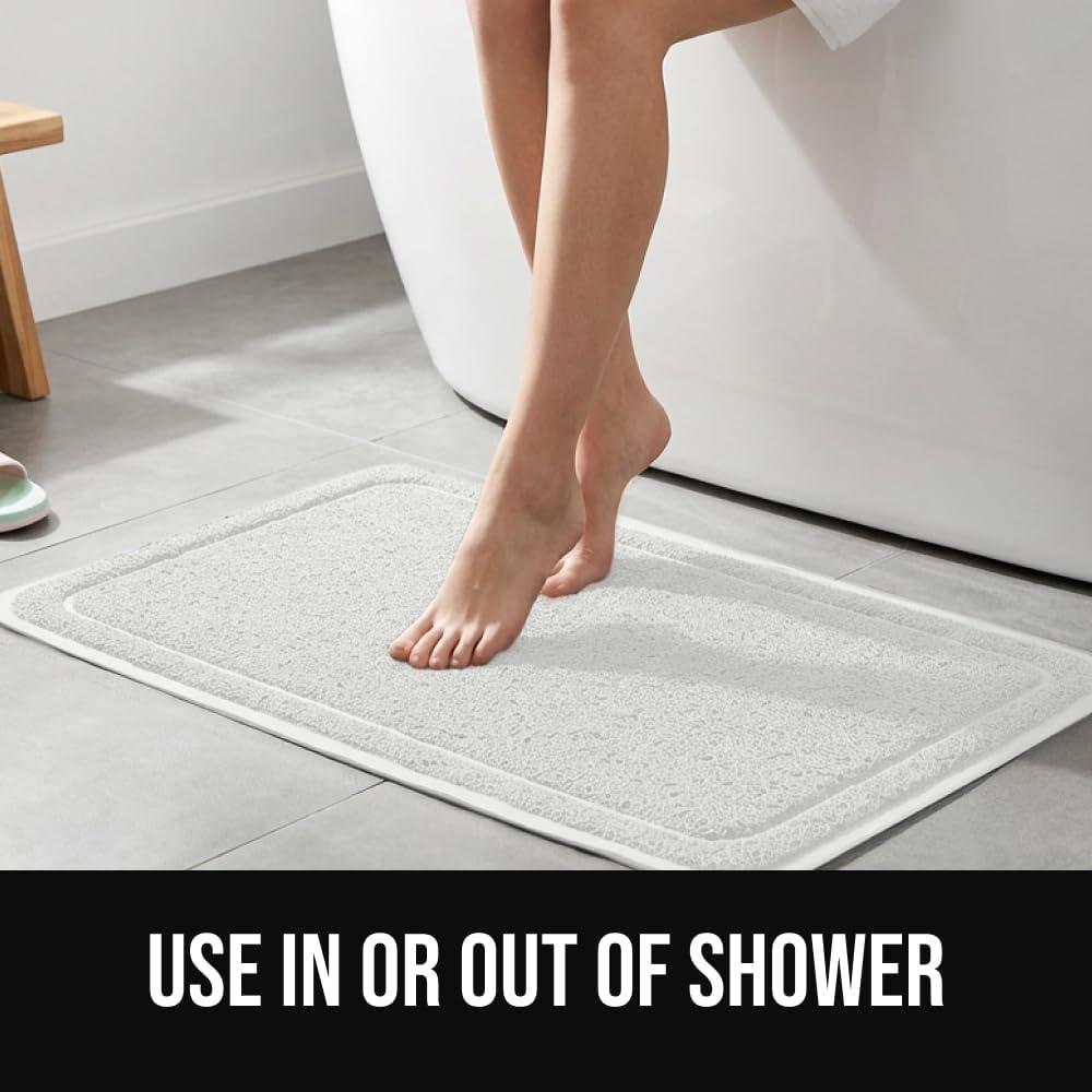 image:imageGORILLA GRIP Exfoliating Bath and Shower Mat Textured Backing Soft LoofahStyle Foot Scrubber for Outside or Inside Bathtub Quick Dry Easy Drainage Tub Floor Mats Bathroom Essentials 24x16 GrayWhite