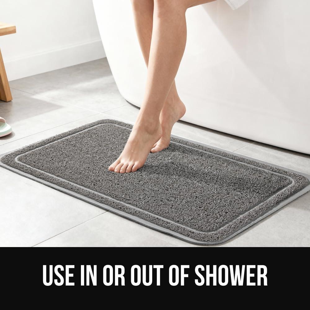 image:imageGORILLA GRIP Exfoliating Bath and Shower Mat Textured Backing Soft LoofahStyle Foot Scrubber for Outside or Inside Bathtub Quick Dry Easy Drainage Tub Floor Mats Bathroom Essentials 24x16 GrayGray