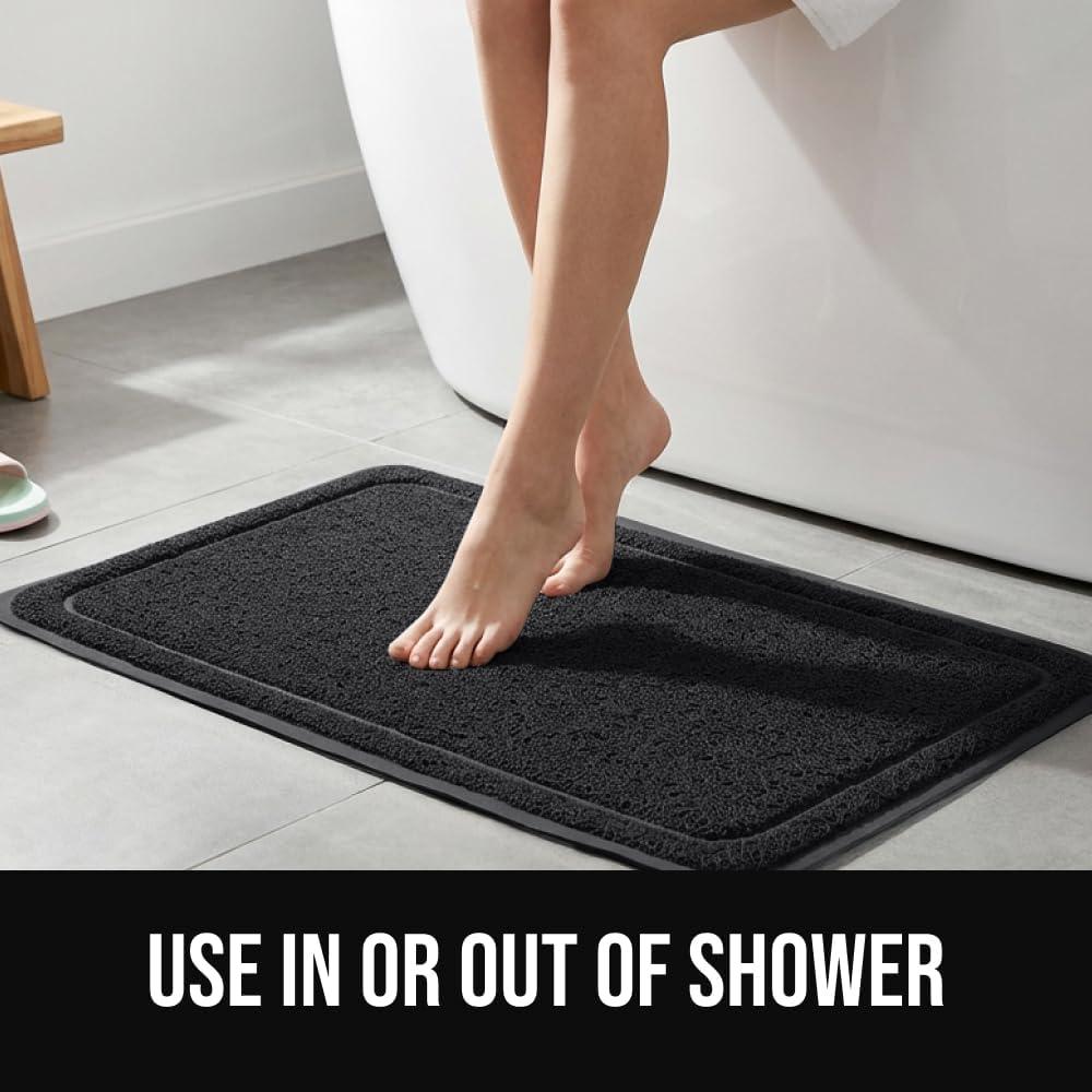 image:imageGORILLA GRIP Exfoliating Bath and Shower Mat Textured Backing Soft LoofahStyle Foot Scrubber for Outside or Inside Bathtub Quick Dry Easy Drainage Tub Floor Mats Bathroom Essentials 24x16 GrayBlack