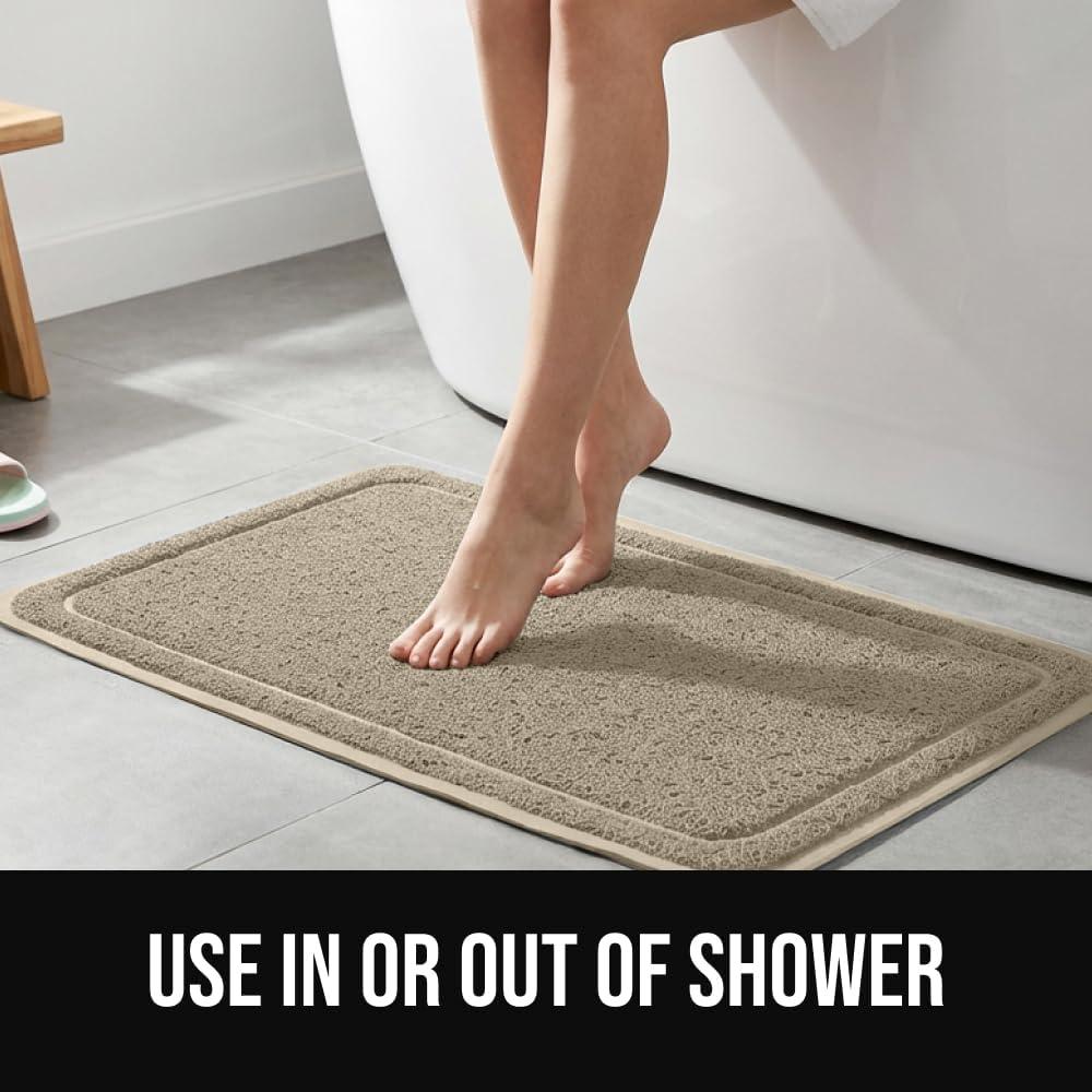 image:imageGORILLA GRIP Exfoliating Bath and Shower Mat Textured Backing Soft LoofahStyle Foot Scrubber for Outside or Inside Bathtub Quick Dry Easy Drainage Tub Floor Mats Bathroom Essentials 24x16 GrayBeige