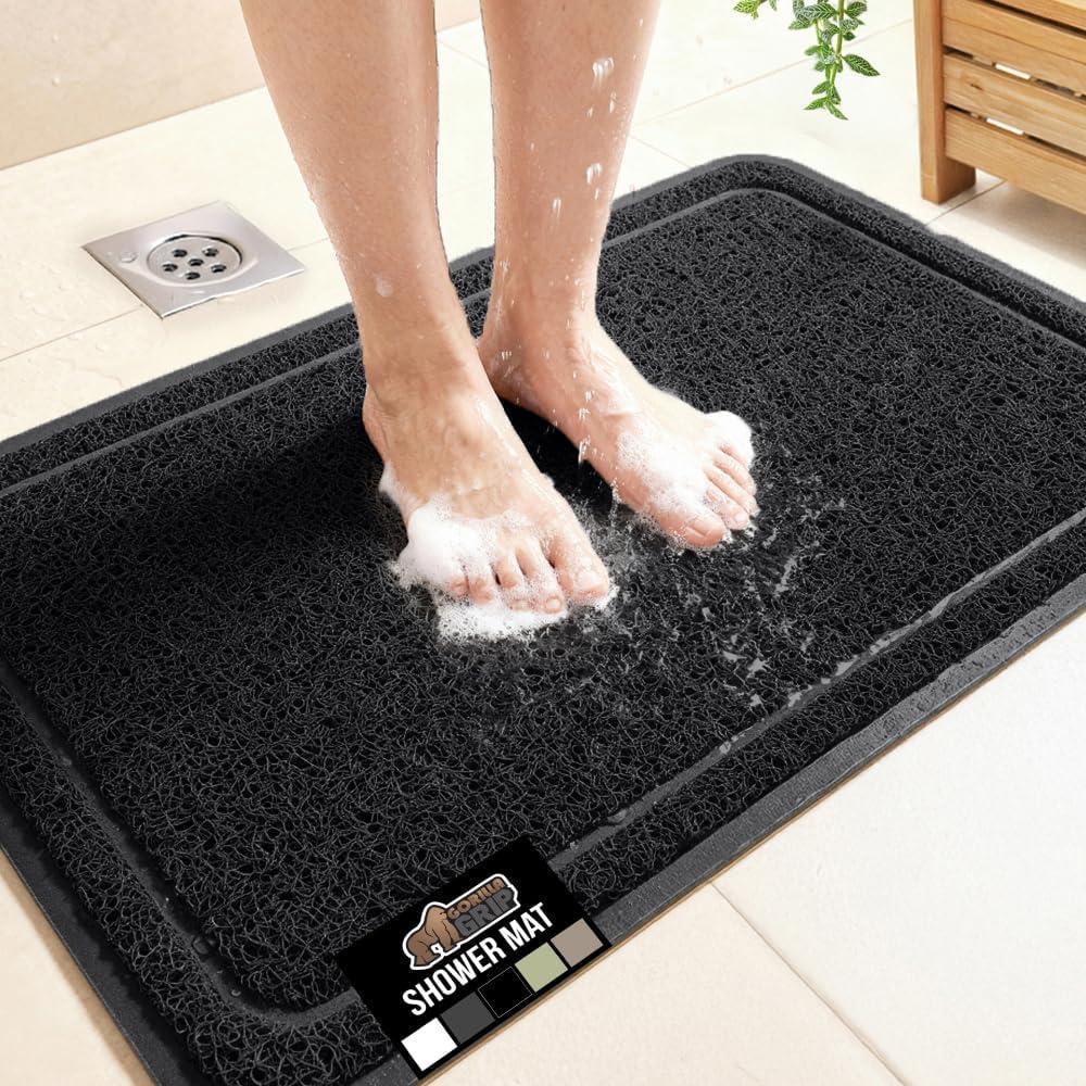 image:imageGORILLA GRIP Exfoliating Bath and Shower Mat Textured Backing Soft LoofahStyle Foot Scrubber for Outside or Inside Bathtub Quick Dry Easy Drainage Tub Floor Mats Bathroom Essentials 24x16 GrayBlack