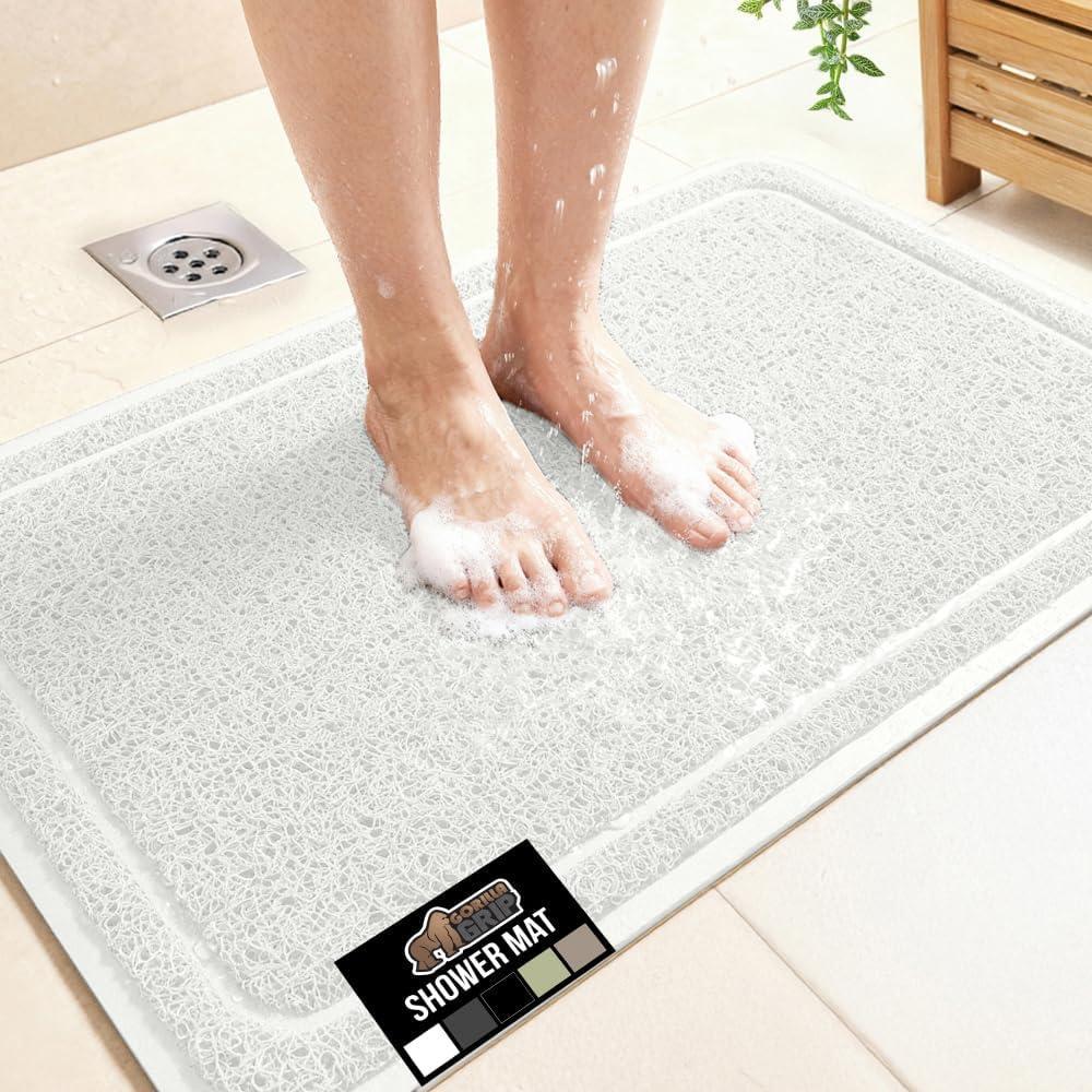 image:imageGORILLA GRIP Exfoliating Bath and Shower Mat Textured Backing Soft LoofahStyle Foot Scrubber for Outside or Inside Bathtub Quick Dry Easy Drainage Tub Floor Mats Bathroom Essentials 24x16 GrayWhite
