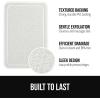 GORILLA GRIP Exfoliating Bath and Shower Mat, Textured Backing, Soft Loofah-Style Foot Scrubber for Outside or Inside Bathtub, Quick Dry Easy Drainage Tub Floor Mats, Bathroom Essentials, 24×16, Gray(White)