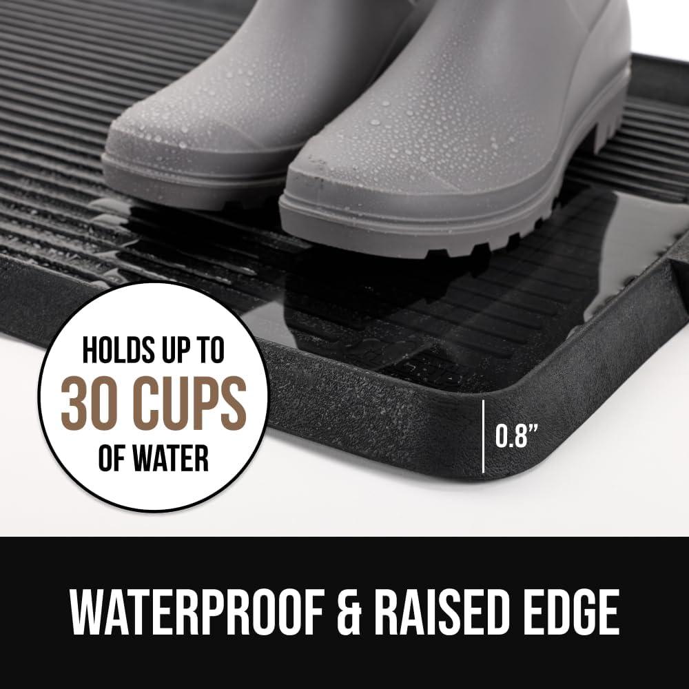 image:imageGORILLA GRIP Natural Rubber Indoor Outdoor Boot Tray for Shoes Waterproof Winter Mat with Raised Edges and Handle Tear Resistant Heavy Duty Floor Mats for Home Easy Clean Shoe Trays 24x16 BlackBlack