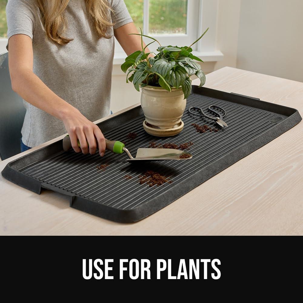image:imageGORILLA GRIP Natural Rubber Indoor Outdoor Boot Tray for Shoes Waterproof Winter Mat with Raised Edges and Handle Tear Resistant Heavy Duty Floor Mats for Home Easy Clean Shoe Trays 24x16 BlackBlack
