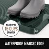 GORILLA GRIP Natural Rubber Indoor Outdoor Boot Tray for Shoes, Waterproof Winter Mat with Raised Edges and Handle, Tear Resistant Heavy Duty Floor Mats for Home, Easy Clean Shoe Trays, 24×16, Black(Hunter Green)