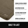 GORILLA GRIP Natural Rubber Indoor Outdoor Boot Tray for Shoes, Waterproof Winter Mat with Raised Edges and Handle, Tear Resistant Heavy Duty Floor Mats for Home, Easy Clean Shoe Trays, 24×16, Black(Taupe)
