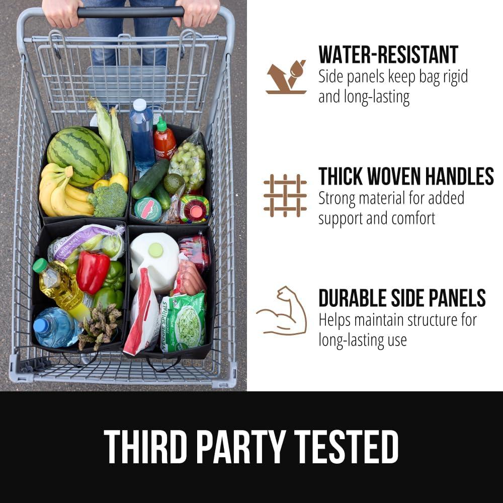 image:imageGORILLA GRIP Heavy Duty Foldable Reusable Grocery Bags Transport Heavy Groceries to Car 3 Pack Tear Resistant Box Shape Shopping Tote with Strong Handles Grip Feet Bottom 13x10x11 Black