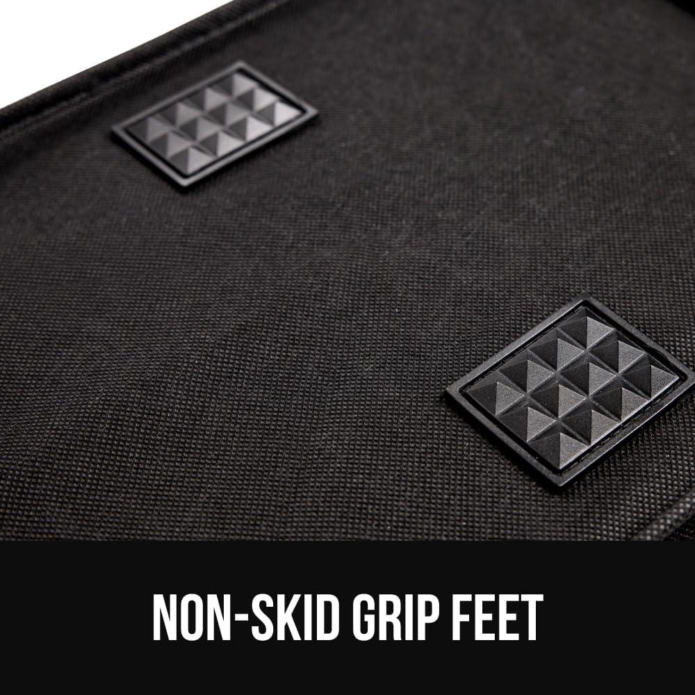 image:imageGORILLA GRIP Heavy Duty Foldable Reusable Grocery Bags Transport Heavy Groceries to Car 3 Pack Tear Resistant Box Shape Shopping Tote with Strong Handles Grip Feet Bottom 13x10x11 Black